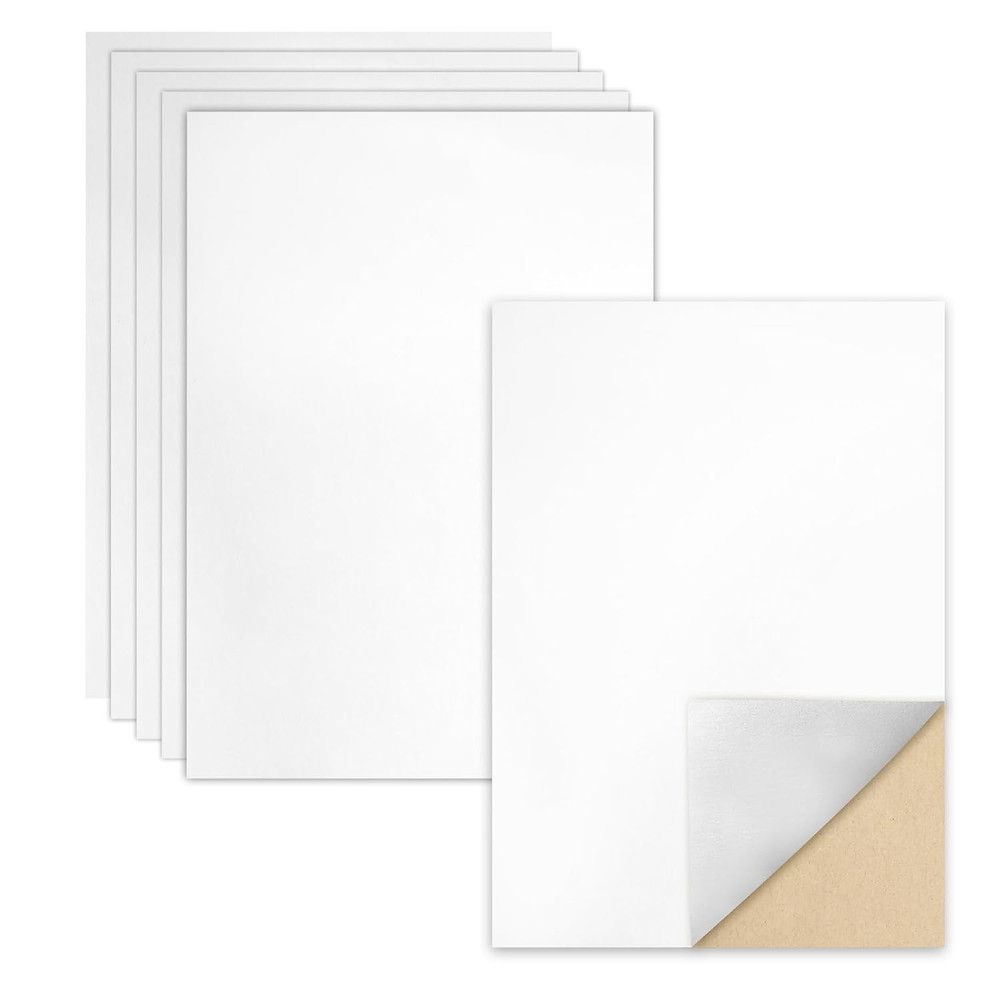 6 Pcs Self Adhesive Felt Sheets, White Felt Sheet with Adhesive Backing, 8 X 12