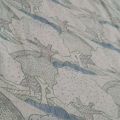 Vintage Whittaker 60s Trees Semi Sheer Lightweight Fabric 4.8Yds×46″ Green Blue