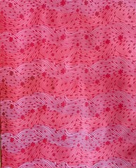 African Damask/ Metallic Jacquard/ Gele Fabric – Salmon ‘Waves’, ~2 yards