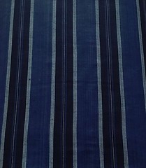 100% Linen Fabric Yarn Dyed Stripe and Coordinated Solid Color Indigo Blue