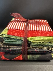 Christmas Cotton Fabric For Quilting Projects Black Red Green Gold Fat Quarters