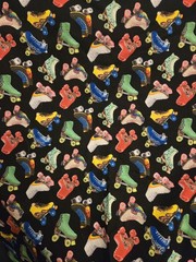 Roller Skate Multicolor Cotton Fabric Up to 45” Wide for Quilting, Crafts