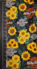 Harley Davidson Custom Logo Sunflowesr Cotton Fabric by the 1/2 Yard, 57-58″ W