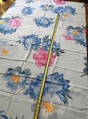 silk 51% and wool 49% floral on white all natural fabric by YARD