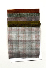 Hand Dyed Wool for appliqué, rug, crafts: (6) 4.5″ Charm Sq; Spring ETone 4.5-1