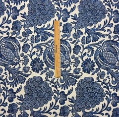 P KAUFMANN BOUNTIFUL INDIGO BLUE BATIK FLORAL MULTIPURPOSE FABRIC BY YARD 54″W