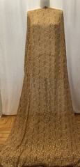 100% Silk Chiffon Honey Cocoa Brown Lurex Gold Accents Fabric By Yard 46″ Wide