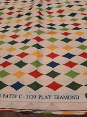 Michael Miller Fabric 2 yds. C-3139 Play Diamond Cotton Blue Green Red Yellow