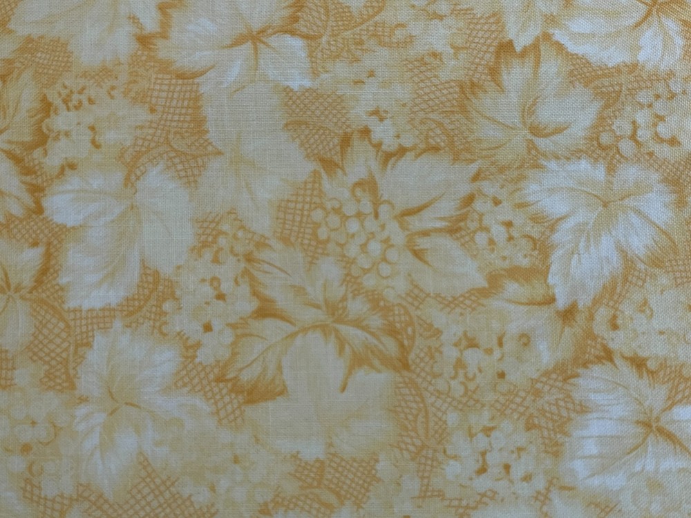 By 1/2 Yd Northcott Yellow Tone on Tone Leaves Flowers Fabric “High Tea For Two”