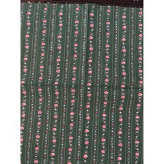 Vintage Springs Industries Cinderella Floral Stripe Fabric Forest Green Pink 1yd