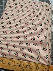 VTG Christmas Cotton DOLL Fabric Traditions 1991 Holly Striped BY THE HALF YARD