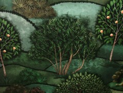 Green Meadow Velvet Curtain Upholstery Cushion Plush Soft Velvet Tree Fabric