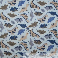 BonEful Fabric FQ Cotton Flannel Quilt Blue Gray Brown Dinosaur Dot Baby Boy USA