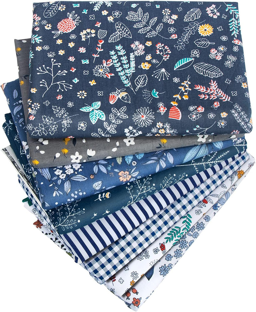 8Pcs Fat Quarter Fabric Bundles 20” X 20” Cotton Craft Fabric Pre-Cut Squares