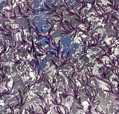 Purple Silver Sequins Embroidered Lace Fabric 50” Width Sold By The Yard