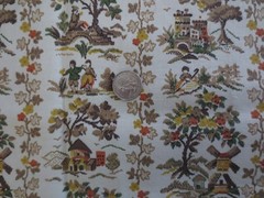 4933. 2 Bottom & Side Hemmed COTTON PRINT VALANCES to Complete – 39″ Wide
