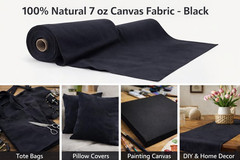 Sedona Designz 60″ Wide Cotton Duck Canvas Fabric – 7Oz Durable 100% Cotton (Bla