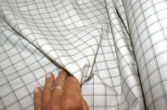 NATIVE SQUARES, White Creme Cotton Fabric, Mid Weight, LUXE Twill, By the Metre