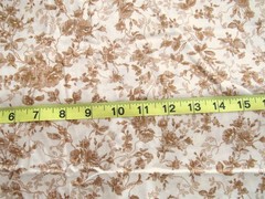 1 yd 100% Cotton Fabric Cream with Golden Brown Flowering Vines