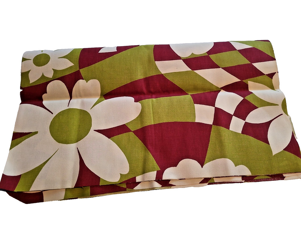 Vtg 70’s Scandinavian Floral Print Fabric Material MCM Flower Power Hippie Heavy