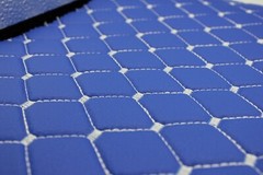 Blue Vinyl Grain Quilted Faux Leather Car Upholstery Fabric | 55″ Foam Diamond
