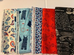 5 half yds of R. Blake and Moda in blue, red, and black