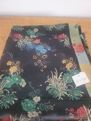 Black Floral Chinese Brocade Fabric – 3 Yards 46″ Wide