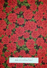Holiday Poinsettia Flower Gold Gild Cotton Fabric RJR Christmas Elegance By Yard