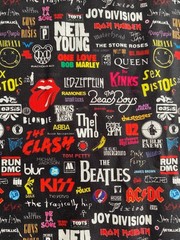 Music Fabric 100% Cotton Fabric 1/4 Yard Increments Rock Band Collage