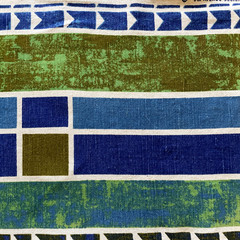 VTG 60s 5th Avenue Design Screen Printed Fabric Mid Century Modern 56 x 50 Blue