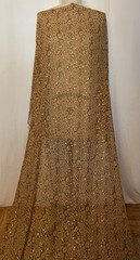 100% Silk Chiffon Honey Cocoa Brown Lurex Gold Accents Fabric By Yard 46″ Wide