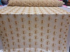 Fabric Sold By The Yard Gold Lace Beads On Mesh Embroidery Sequin Floral Flowers