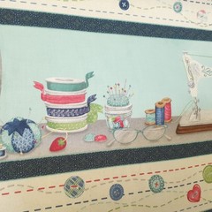 Sew Little Time by Danielle Leone Repeating Stripe Cotton Fabric Blue 1 1/2 yds