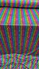 Fabric Sold By The Yard Multicolor Geometric Rainbow Blue Pink Black Background