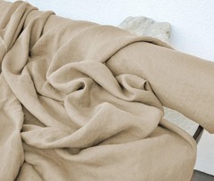 Beige Linen Fabric by the Yard Soft Sand Natural Material Sewing Clothing 58″ W