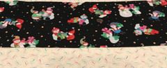 Christmas*Snow Family*on Black w/Gold Stars & White Dots*MBT *100% Cotton*21″x8″