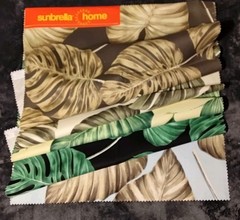 SUNBRELLA MONSTERA LEAF FABRIC SAMPLES, 25″ X 25″ SOLLIS PATTERN, ACRYLIC