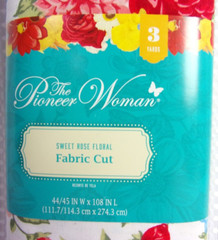 Pioneer Woman Sweet Rose Floral Fabric Cut 3 Yards 100% Cotton 44″ Wx108″ L NEW