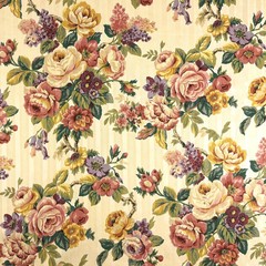 Vintage Mill Creek Floral GARDEN Pastel Yellow Cotton Drapery Pillow Fabric BTY