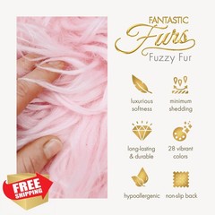 kullaloo Strawberry Icecream Faux Fur Fabric | Acrylic-Free, Solid Long Pile …