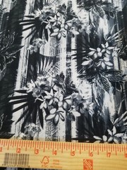 Black floral Printed spandex stretchable Fabric wrinkle resistant 60” W Sold BTY