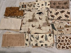 Outdoor Fishing Cabins Animals Hiking Boots Etc Cotton Quilt Remnants Fabric