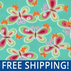 Green Butterflies Fleece Fabric – $$ Buy More – Save More $$ – #PT633 