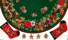 Vintage Cotton Quilt Fabric 1993 Christmas Tree Skirt Joan Kessler 36″ x 60″