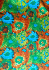 Neon Multicolor flowers synthetic fabric by the yard – Black Light! See pics