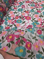 Fuchsia Floral Lace Embroidery Pink Floral Clear Mesh Lace Sold By Yard For Dres