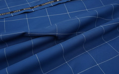 Blue in White Windowpane Checked Suiting Fabric Cashmere Wool