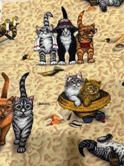 Fabric Cats Kittens Playing in Sand Beach 100% Cotton Quilting 1 yard Jo Ann