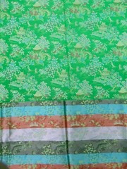 Vintage Asian Gold Thread Silk Fabric 3 Yards x 40″ Light/Medium Weight Green