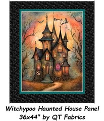 Witchypoo Halloween Haunted House Cotton quilt fabric QT Panel 36×44″ Dan Morris